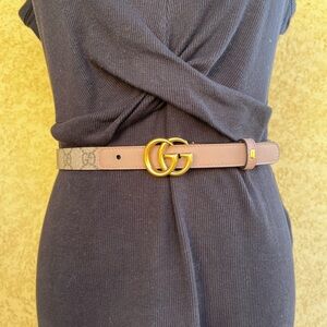 Gucci Marmont GG Supreme Thin Monogram Belt Size XS/S